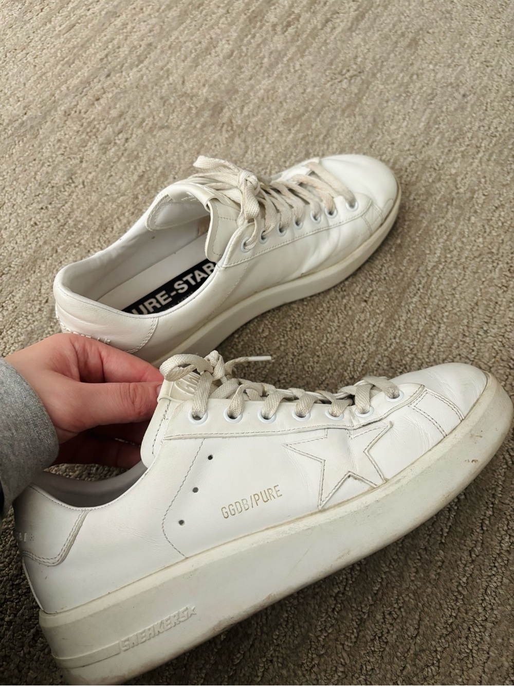 Golden Goose White Leather Low-Top Star Sneakers